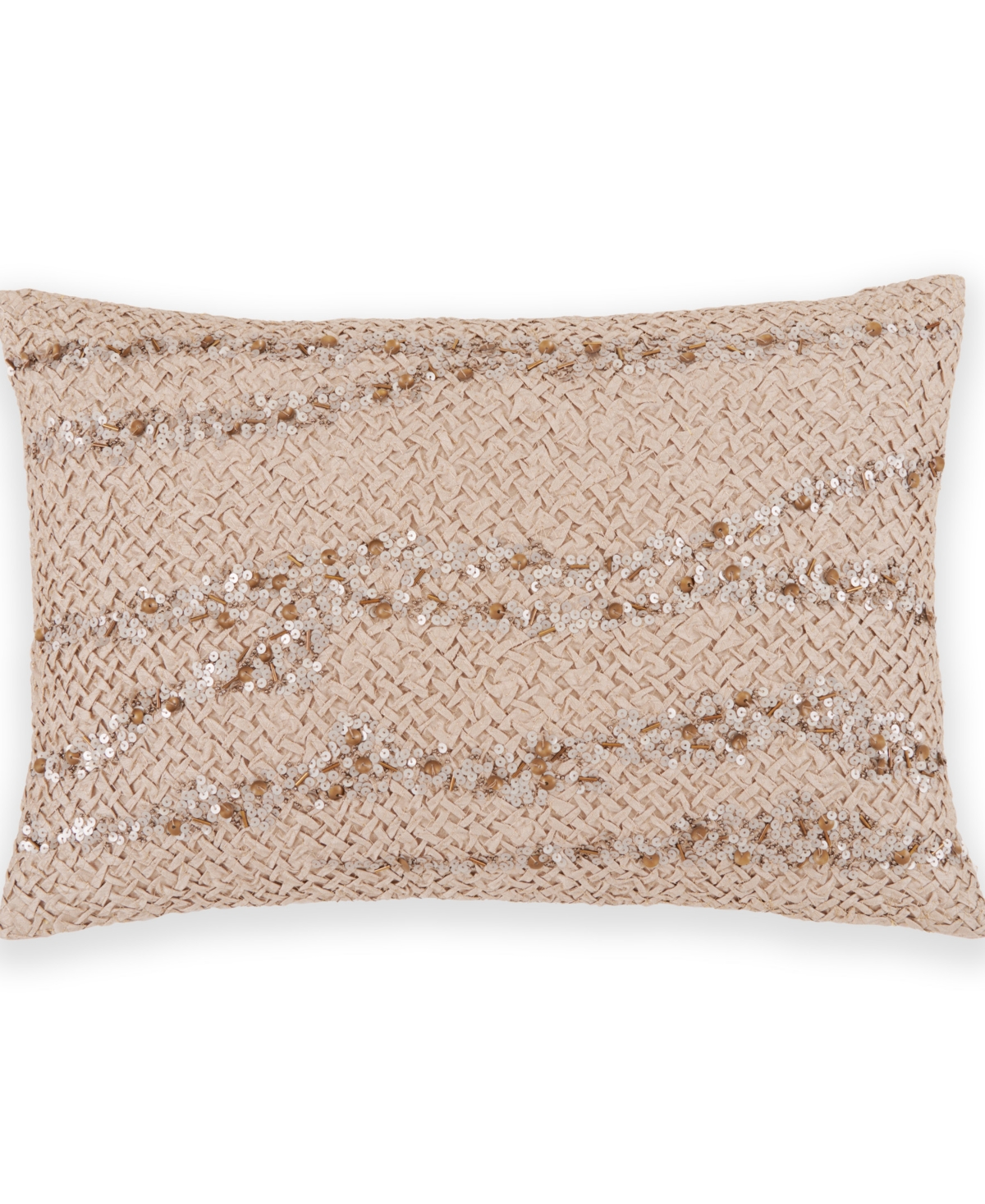Donna Karan Home Hand Smocked Sequins Decorative Pillow, 20" X 14" In Gray