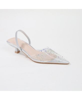 Mabel Clear Rhinestone Kitten Heels