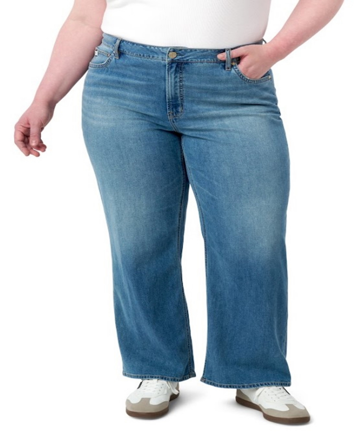 Plus Size Featherweight Wide Leg Jeans - Vegas