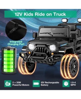 12V Kids Ride on Truck Car with Remote Control Threaded Wheels and 3 Speeds