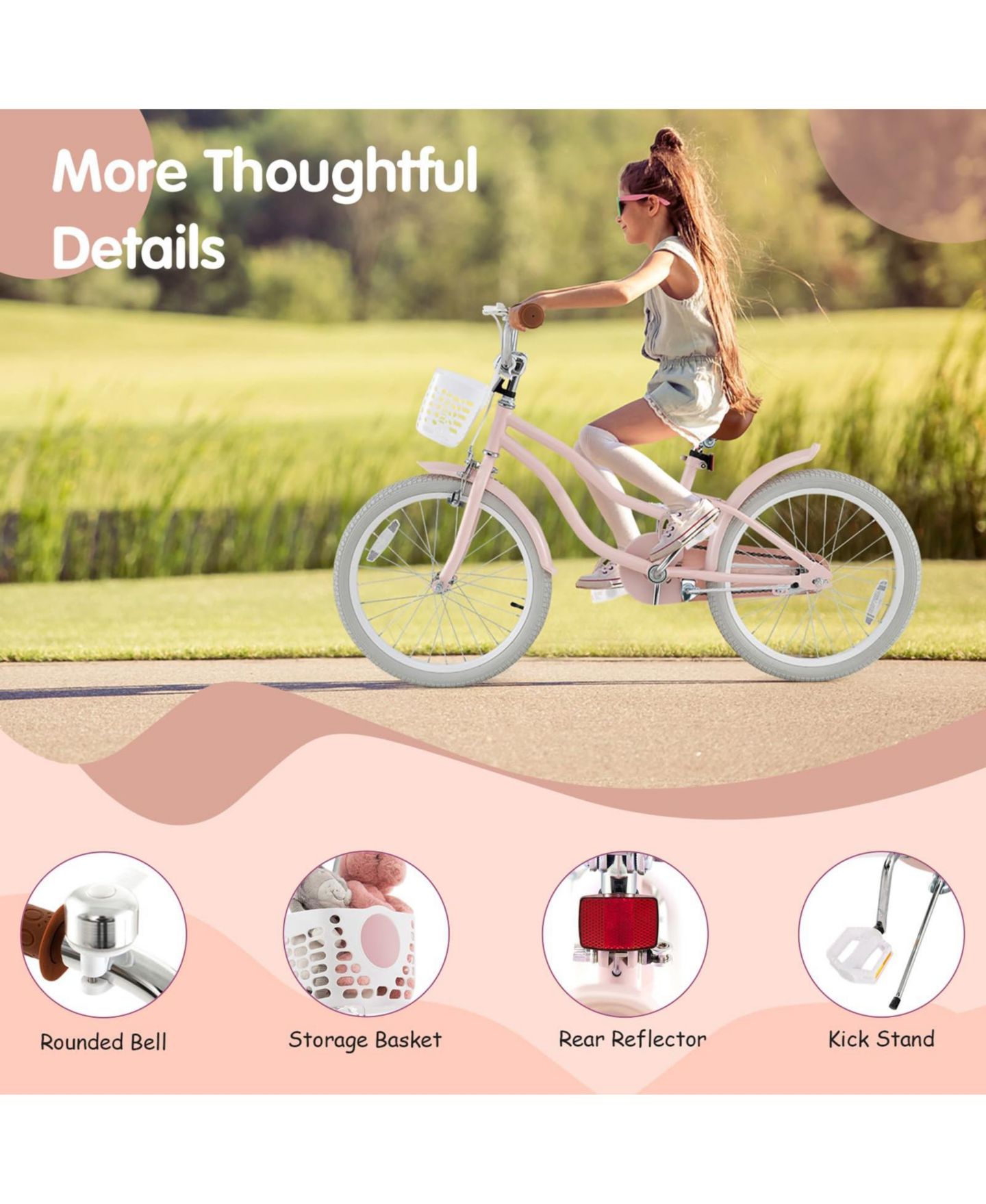 Детская игрушка Mecale 20 Inch Adjustable Dual-Brake Bicycle, 3–8 лет, цвет: Серый — фото 6