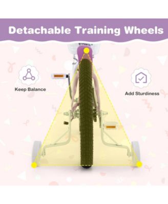 18 Inch Girl Bike with Basket with Detachable Training Wheels for 4-8 Years Old