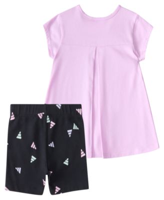 Baby Girls 2-Piece Back Pleat T-Shirt and Bike Shorts Set