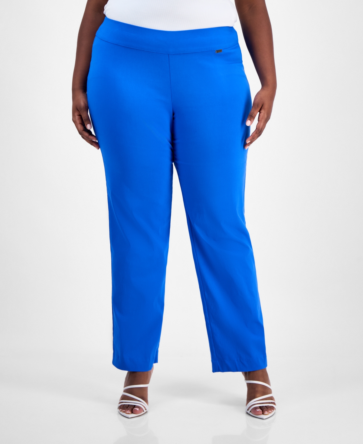 I.n.c. International Concepts Plus Mid-Rise Pull-On Straight-Leg Pants, Created for Macy's