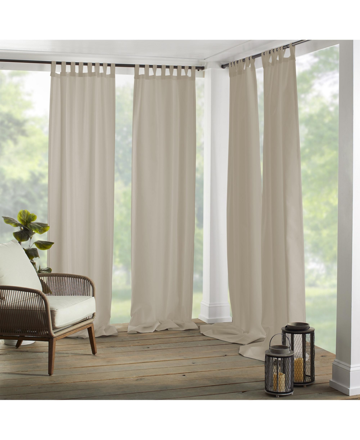 Home Fashions Matine Solid Tab Top Indoor/Outdoor Window Curtain - Taupe
