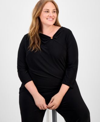 Plus Size Gathered-Front Top