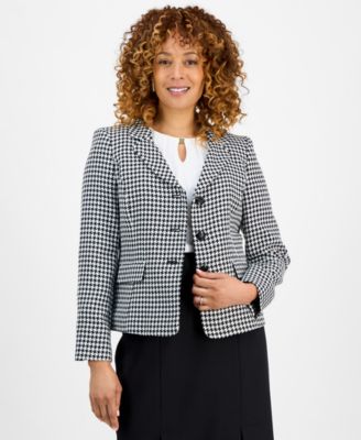 Women's Houndstooth Jacket & Pleated Pencil Skirt Suit Set, Regular & Petite