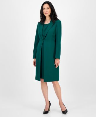 Women's Topper Jacket & Sleeveless Dress Suit Set, Regular & Petite