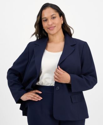 Plus Size Two-Button Wide-Leg Pantsuit Set