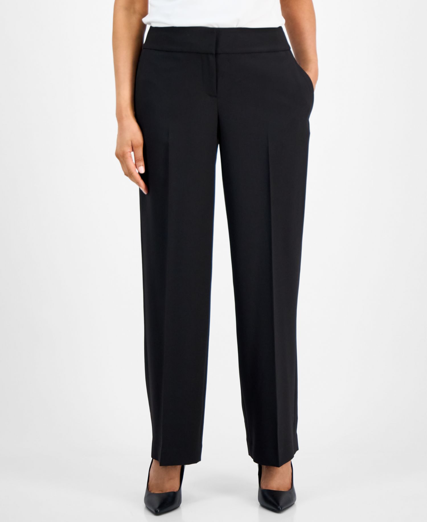 Women's Framed Plaid Belted Wide-Leg 2 Piece Pantsuit, Regular & Petite
