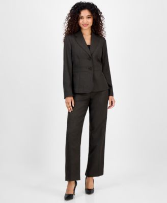 Le Suit - Women's Notched Collar Wide-Leg Pantsuit