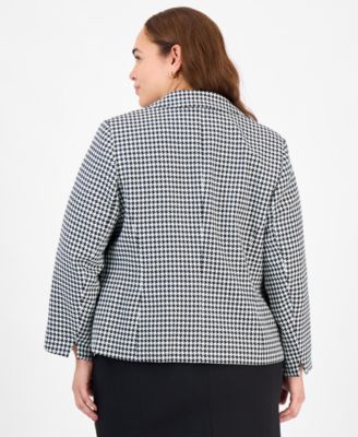Plus Size Pencil Skirt Houndstooth Suit Set