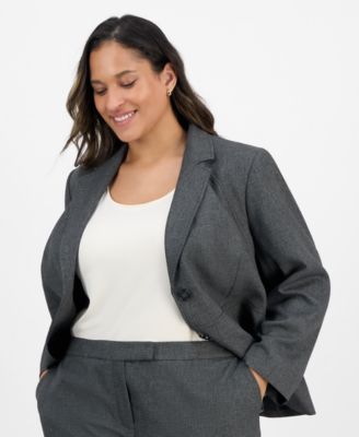 Plus Size Notched Collar Wide-Leg Pantsuit Set