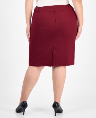 Plus Size Button-Front Jacket & Pencil Skirt Suit Set