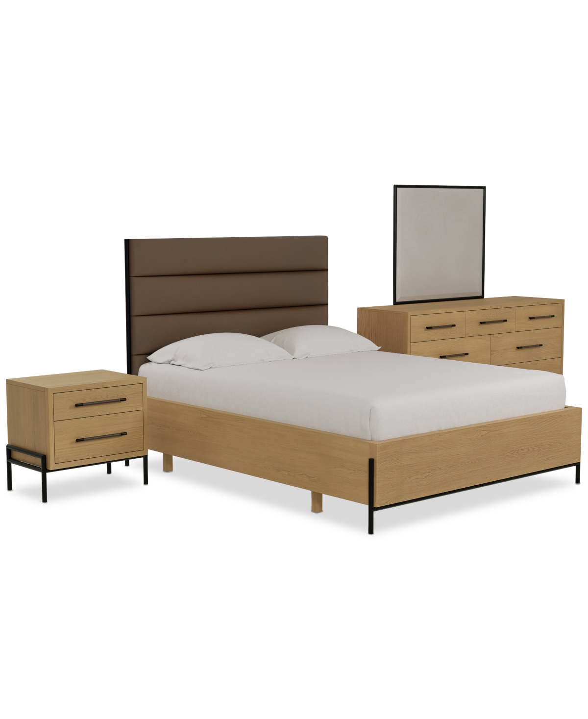 Macy's Linstead 3-pc. Queen Upholstered Set (bed, Dresser & Nightstand), Created For  In Transparent