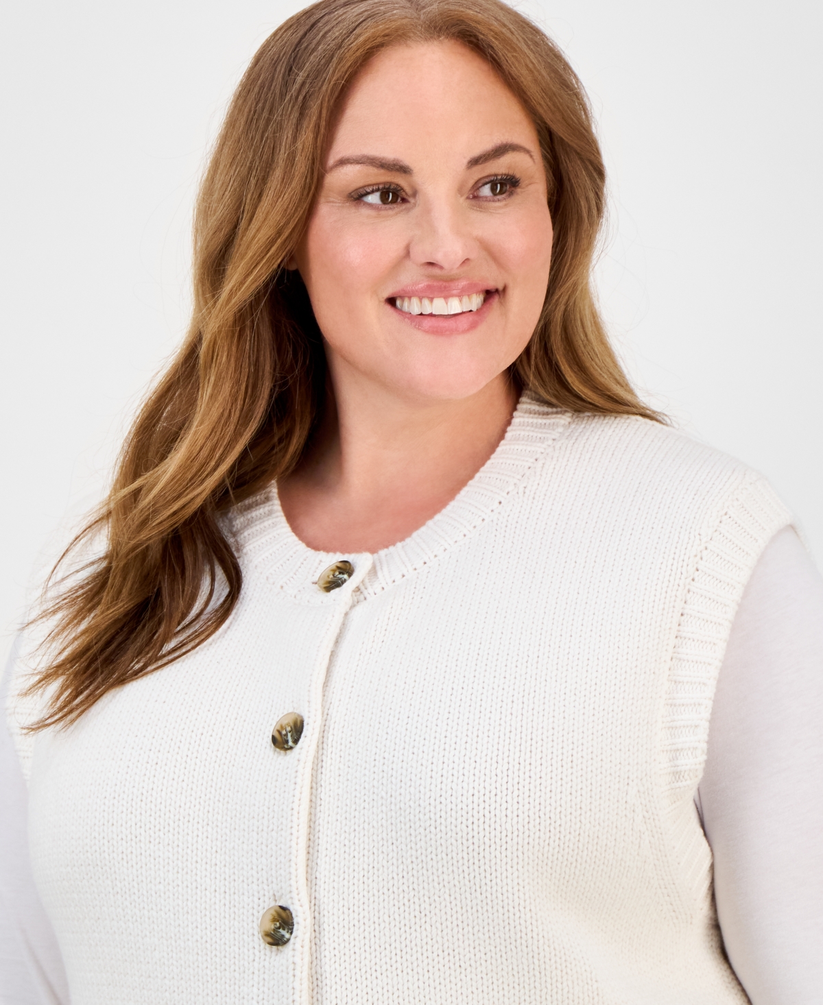 Anne Klein Plus Size Cardigan Sweater In White