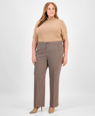Anne Klein - Plus Size Houndstooth Bootcut Pants
