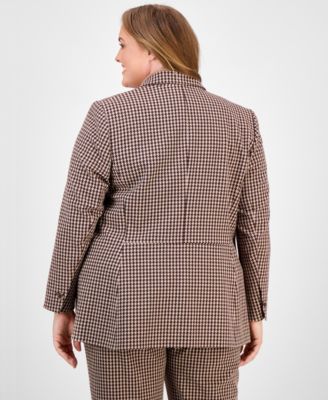 Plus Size Houndstooth Blazer