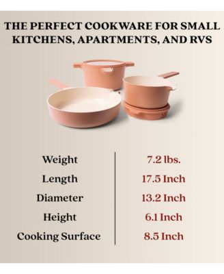 Neat Nested Nonstick Ceramic Cookware Set 5-Piece Set Peach - Easy to Clean, Oven Safe and Made without PFAS, PFOA & PTFE