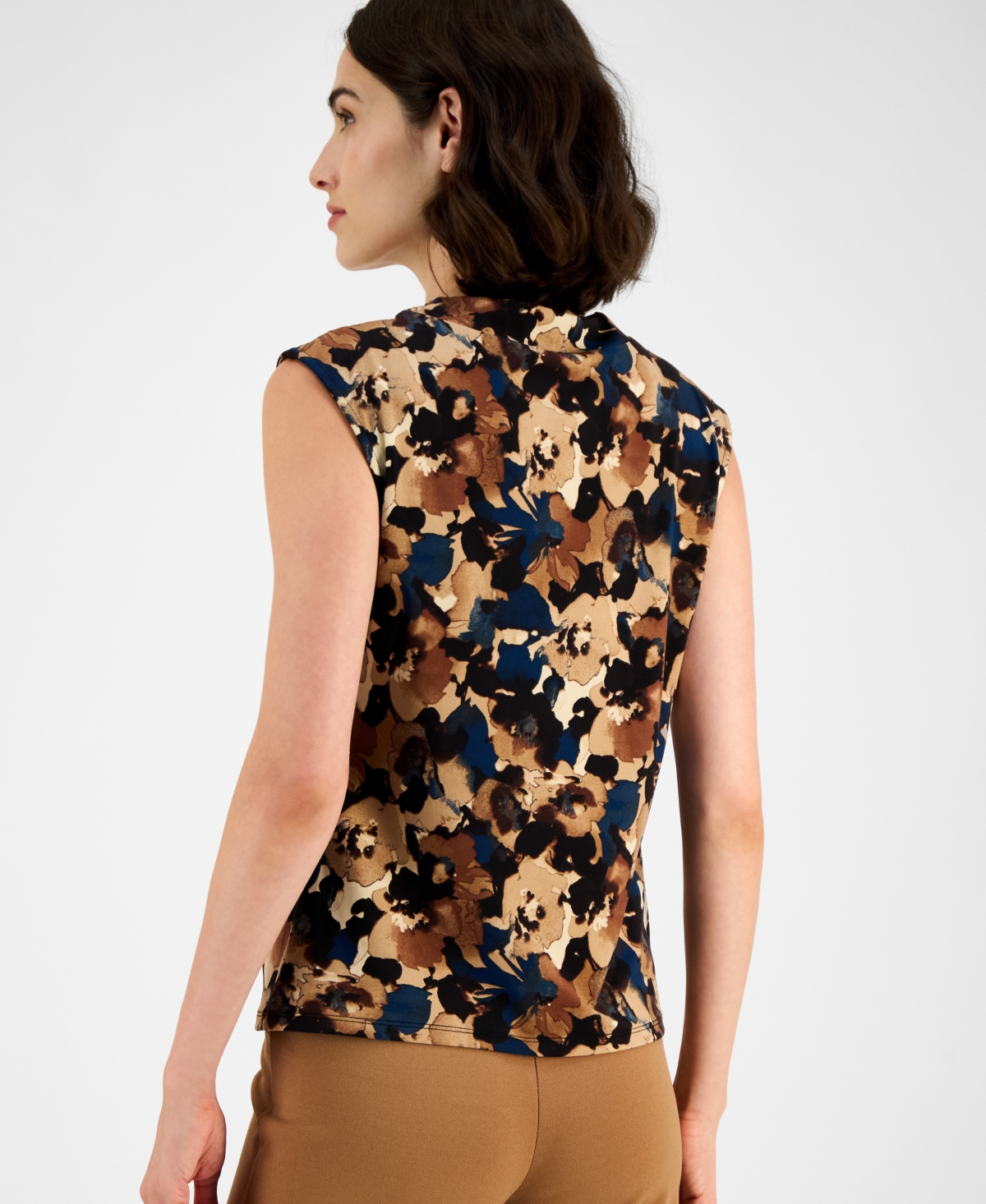 Anne Klein Women's Printed Cowl-Neck Sleeveless Top