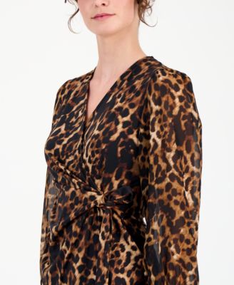 Women's Animal-Print Wrap Top