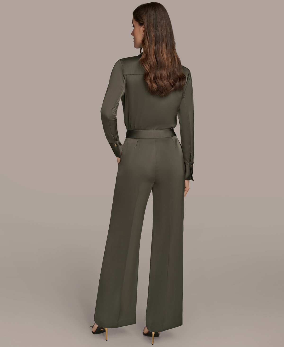 Donna Karan Women's Charmeuse Wide-leg Pants In Green