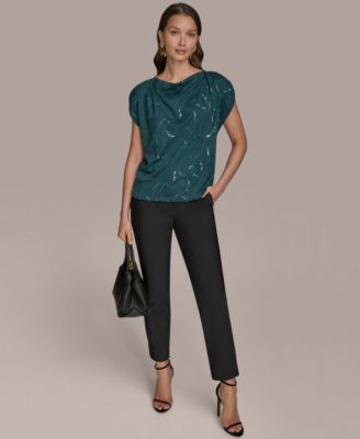 Women's Short-Sleeve Embroidered Sequined Top