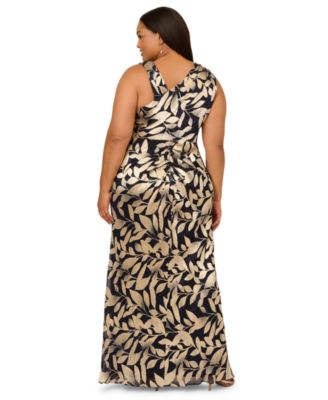 Adrianna Papell ★【ガウン】 Foil Printed Asymmetric Gown Adrianna Papell Petite Foil-Print Asymmetric Gown - Macy's