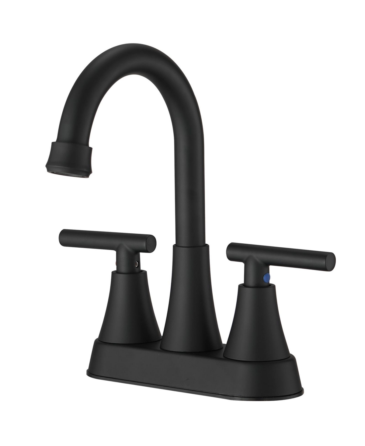 4 in. Centerset 2-Handle High-Arc Bathroom Faucet in Matte Black - Matte black