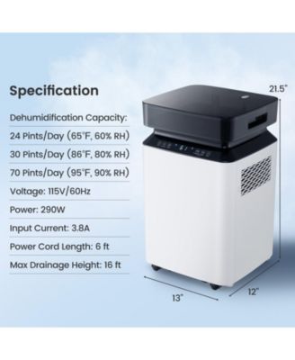 90 Pint 6000 Sq. Ft Dehumidifier with Continuous and Auto Mode