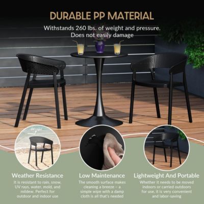 Outdoor Modern Stackable Plastic Resin Patio Dining Armchair (Set of 2)