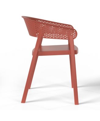 Outdoor Modern Stackable Plastic Resin Patio Dining Armchair (Set of 2)