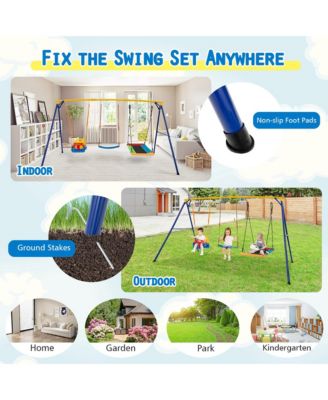 3-in-1 Kids Swing Set 660 LBS Carbon Steel Swing Frame w/ Belt Swing for Toddlers