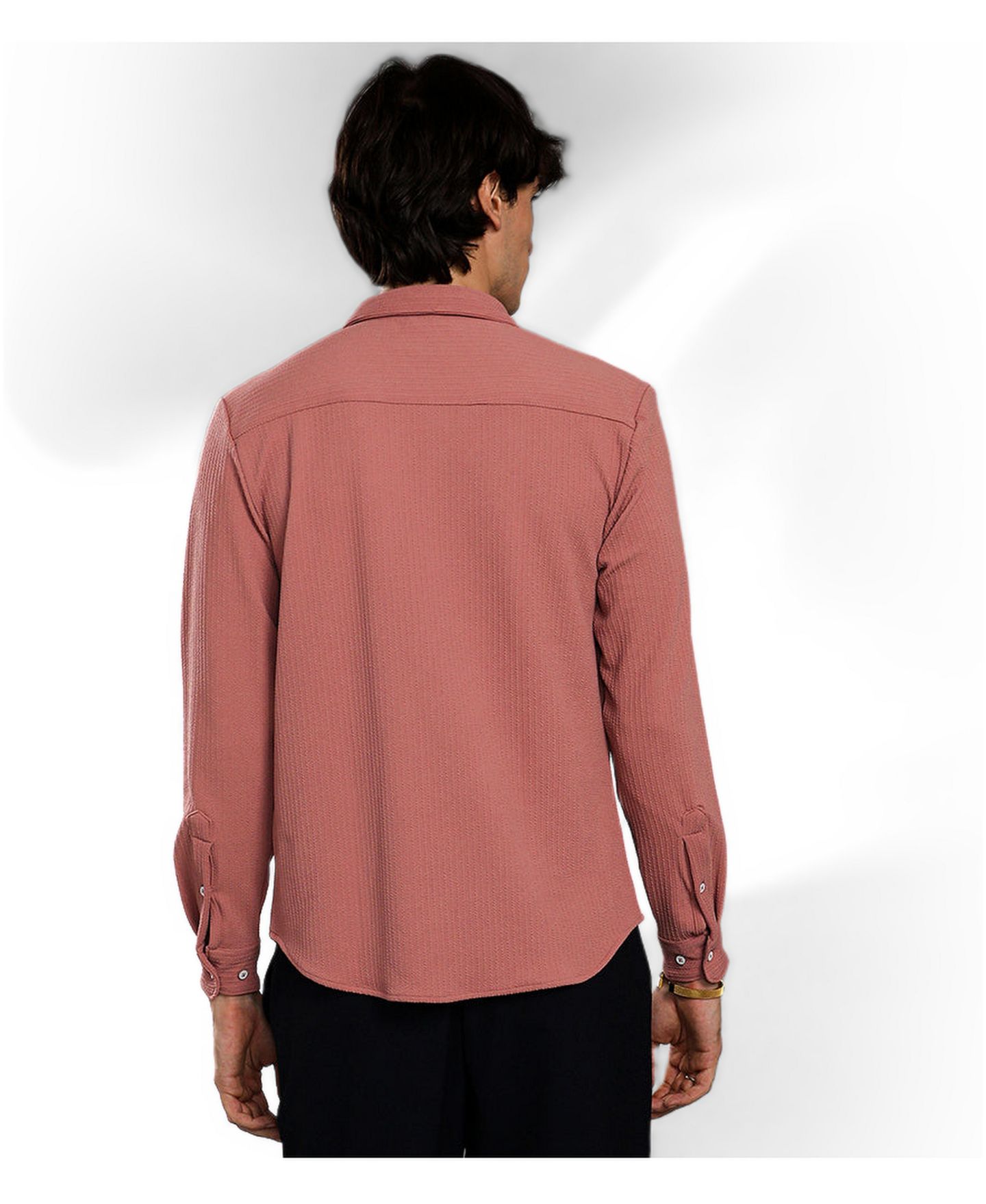 Мужская рубашка Cahoot Campus Sutra Salmon Pink Stripe-Creased, цвет: Розовый — фото 3
