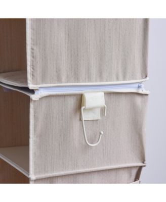 Set of 2 Attachable 3 Shelf Reinforced Hanging Closet Organizers, 50lbs Weight Capacity - Clay