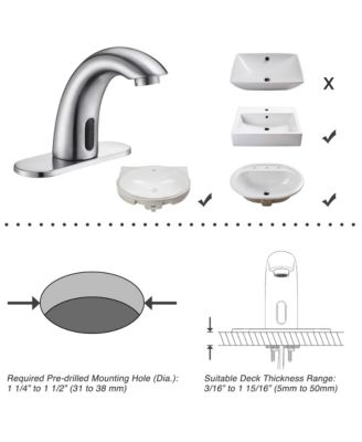 5" Touchless Bathroom Faucet with Rectangle Vessel Sink Auto Sensor