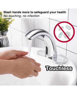 5" Touchless Bathroom Faucet with Rectangle Vessel Sink Brush Chrome