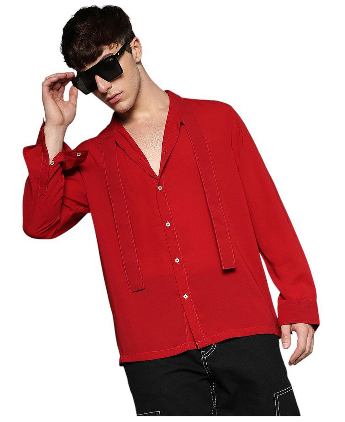Мужская рубашка Cahoot Campus Sutra Crimson Red Slash Collar, цвет: Красный — фото 1