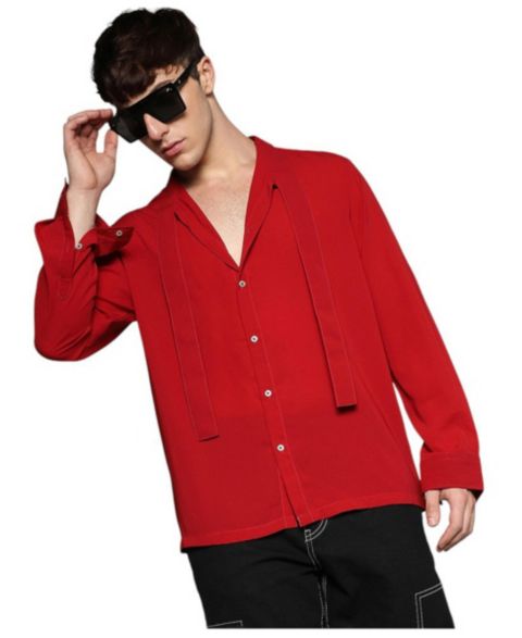 Мужская рубашка Cahoot Campus Sutra Crimson Red Slash Collar, цвет: Красный