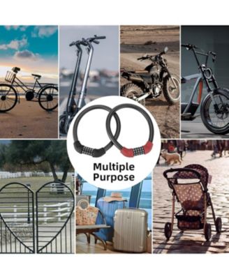 Bike Lock 5 Digit Cable Lock Lightweight Bicycle Lock Bike Lock Combination Portable Lock for Bike 22inch Black