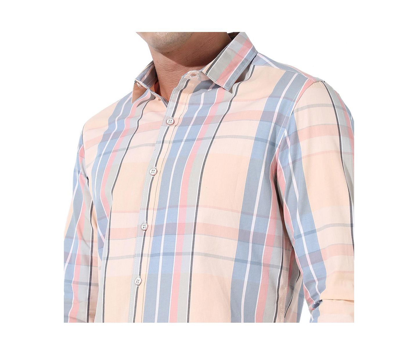 Мужская рубашка Cahoot Campus Sutra Cotton Plaid Button Up, цвет: Розовый — фото 5