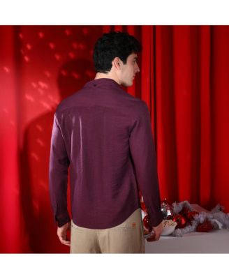 Men's Plum Purple Breezy Wrinked Relaxed Shirt