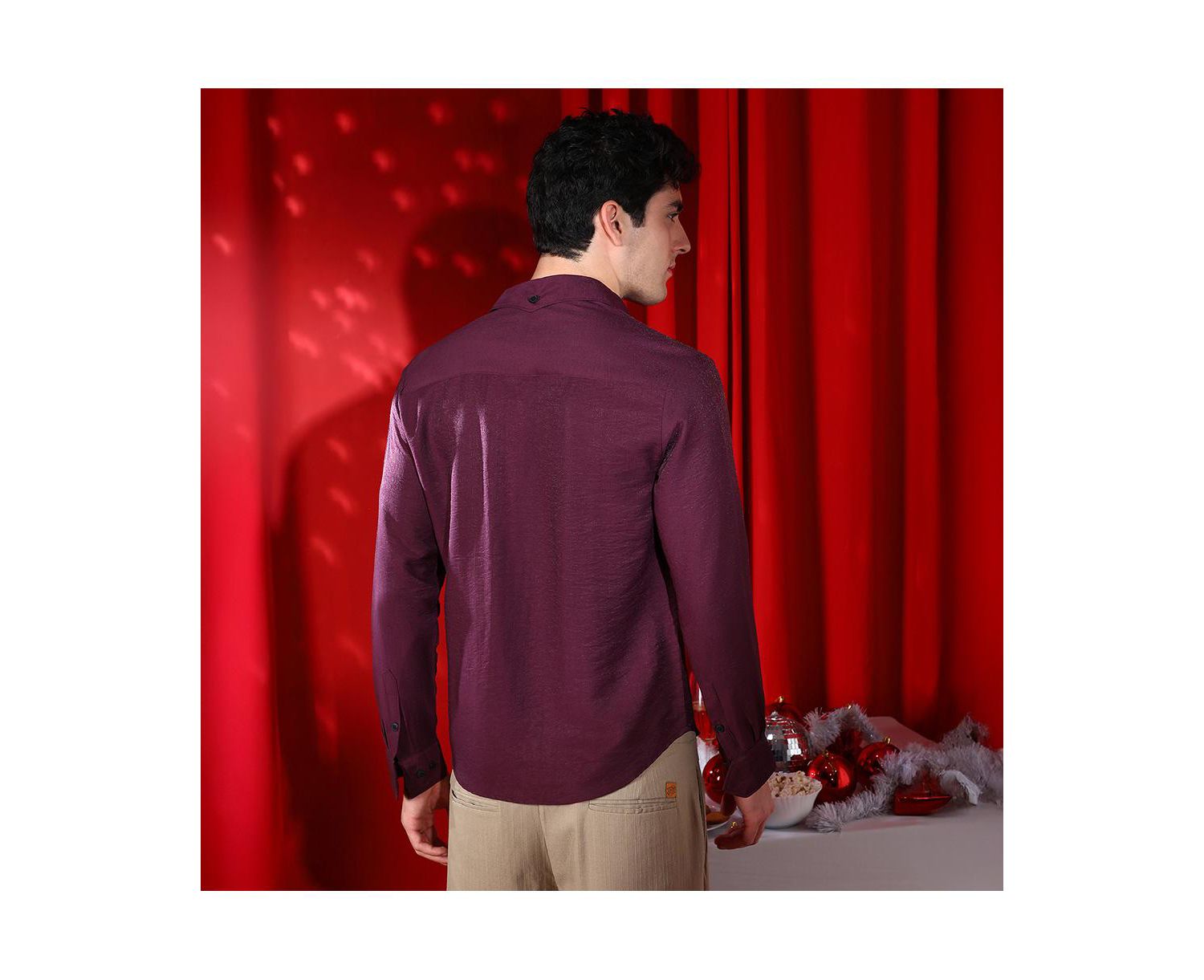 Men's Plum Purple Breezy Wrinked Relaxed Shirt