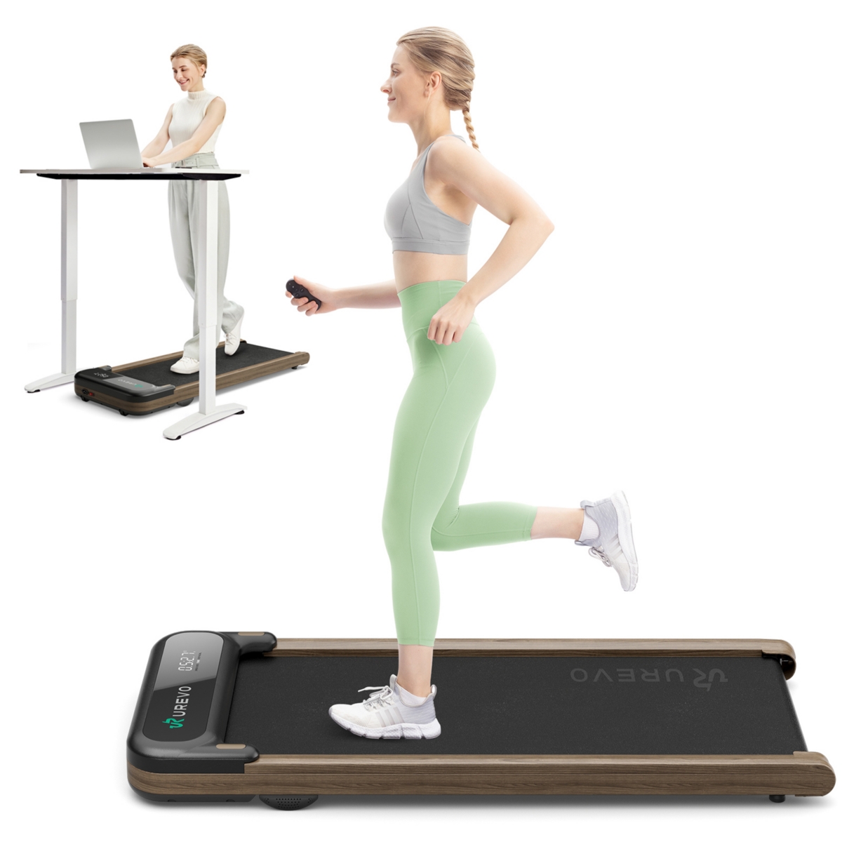 Smart Walking Pad, Compact Under Desk Treadmill with Double Shock Absorption, Quiet Operation, Workout App with Track Insights and Miit Mode, Pl