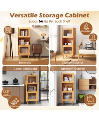 3-Cube Wicker Storage Cabinet with Open Compartment For Living Room