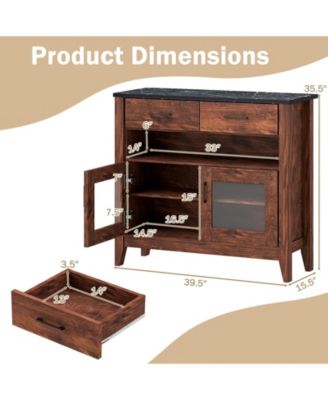 Coffee Bar Cabinet with 2 Drawers and 1 Open Compartment