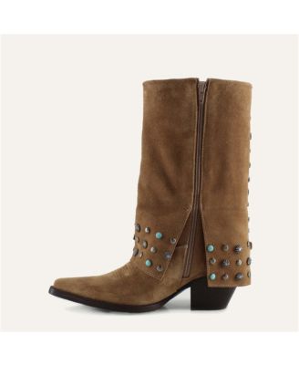 Arianna Old Gold  Leather Cowgirl Boots - Stylish Western Footwear & Comfort By Buck & Brana