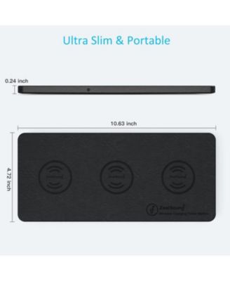 Wireless Charging Pad Ultra-Slim Triple Charger Station for Multiple 3 Device & New Airpods Ultra Slim PU Leather Mat W/AC Adapter for Phone