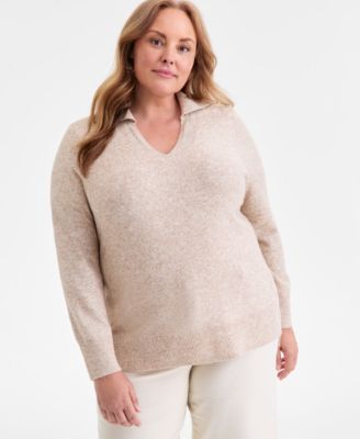 Plus Size Johnny Collar Luxsoft Sweater, Macy's Exclusive
