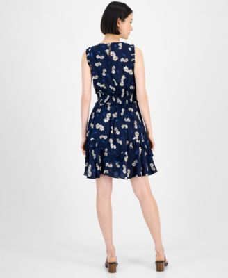 Women's Daisy-Print Smocked-Waist Dress